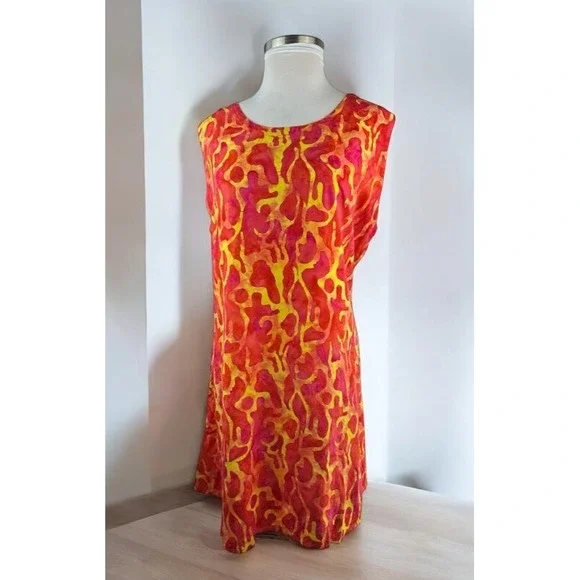 Bali Batiks Hand Painted Resort Wear Sleeveless Dress Bali Beachy Plus Size 1X - Picture 2 of 14
